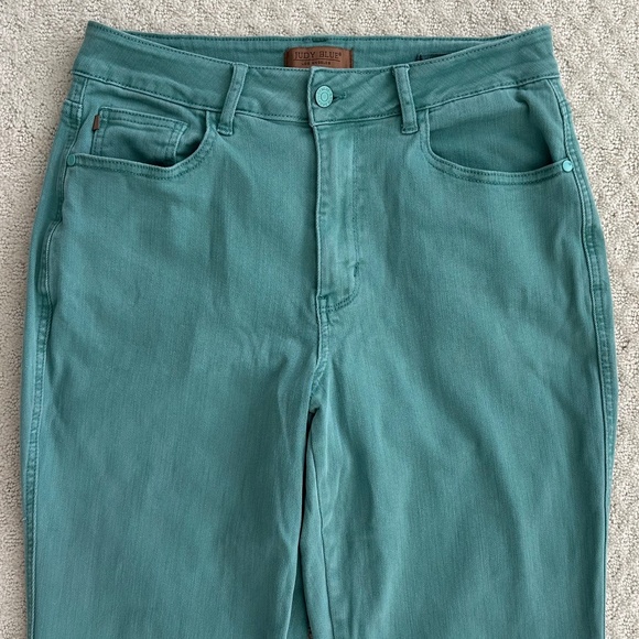Judy Blue High Waist Garment Dyed Straight Leg Jeans Sea Green 16W Classic 90's - Picture 2 of 15